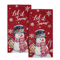 Red Christmas Hand Towels Set of 2, 28x14 Inch Winter Snowman Snow Xmas Absorbent Microfiber Soft Washcloths Guest Face Tea Towel for Kitchen Bathroom Home Hotel Gym Spa - color: Christmas Red