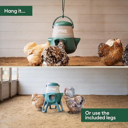 Omlet No Waste Chicken Feeder for Coop | Anti-Spill Poultry Feeder with 3 Feeding Ports | Hanging or Free Standing | Weatherproof | 6lb - size: 6lb