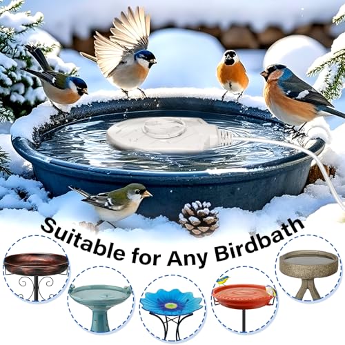 100W Bird Bath Heater, Birdbath Heaters for Outdoor Bird Bath Water Heater in Winter Submersible Thermostat Control, Heated Bird Bath Deicer for Outside Bird Chicken Poultry Livestock (White) - color: White
