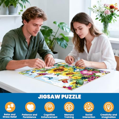 500 Pieces Puzzle for Adults - Summer Birds Garden Jigsaw Puzzle for Adults Teens,Recycled Cardboard Hummingbird Flowers Puzzle 500 Pieces,Challenging Game for Family Fun & Gift Idea,20.5 x 15 in - color: Birds Garden