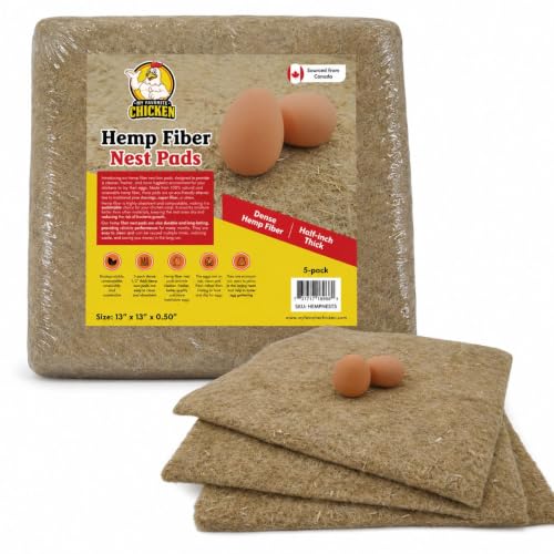 My Favorite Chicken Hemp Nesting Pads for Laying Hens, Nest Box Liners, Dense 1/2" Thick Poultry Nest Pads for Chicken Nesting Boxes, 5 Pack