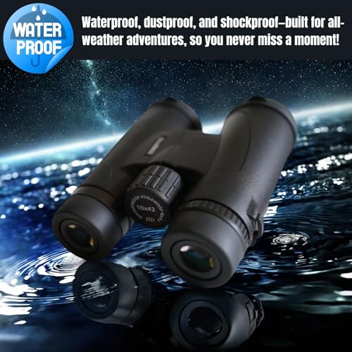 10x42 HD Binoculars for Adults High-Powered – Waterproof Binoculars with Clear Wide View, Lightweight for Bird Watching, Hunting, Hiking & Sports, with Carrying Bag