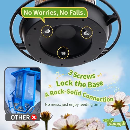Outdoor Bird Feeder, Retractable Bird Feeder Hanging, Metal Hanger, Rainproof & Leak-Proof, Black, Pack of 1 - color: Black, Retractable Hanging, Pack of 1