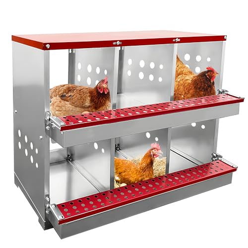 XINYI Chicken Nesting Boxes for Laying Eggs,Metal Coop for 6 Chickens,Roll Away Nesting Boxes,Easy Egg Collection,Brooder Box for Rabbit,Squirrel,Parakeet,Owl,Cockatiel,Robin - size: 23.6"L x 11.0"W x 24.8"H
