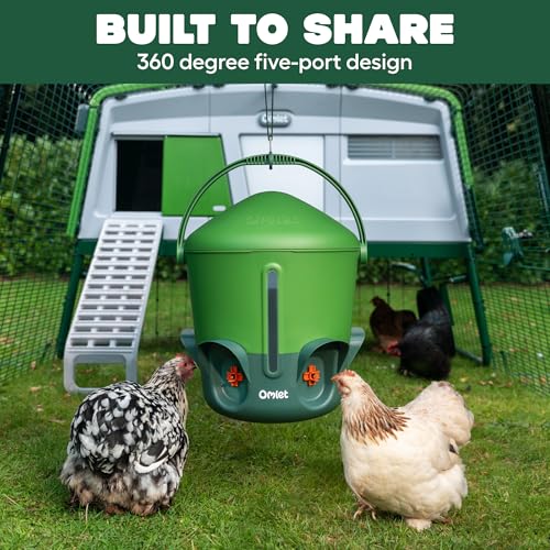 Omlet Insulated Chicken Waterer, 3 Gallon | Stay-Clean Automatic Water Dispenser for Chickens | BPA-Free | Anti-Roost Domed Lid | Includes 5 Cups & Nipples | Eglu Green - color: Eglu Green, size: 3 Gallon