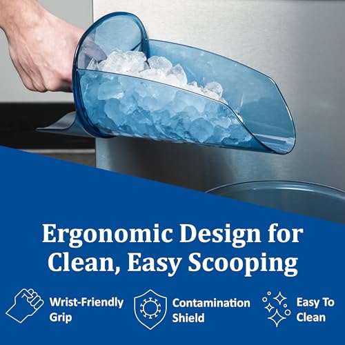 San Jamar Ergonomic Ice Scoop with Shield and Tapered Chute - Easy to Clean, 20-24 Ounce,Blue - size: 20 oz to 24 oz