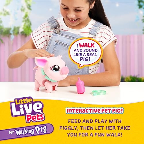 Little Live Pets My Pet Piggly the Toy Pig, Interactive Walking Pig Toy with 25+ Sounds and Detachable Leash, Pigs Toys for Kids of Ages 5+ | Wiggly nose sneezes, dances & walks with leash; interactive plush pet toy for kids ages 5+ - style: Walking Pig