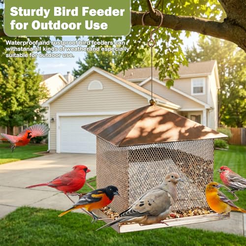 Bird Feeder, Heavy Duty Metal Bird Feeders for Outdoor Hanging | Waterproof Snowproof, 9LB Large Capacity, Easy to Fill and Clean, Wild Birdfeeder, for Garden Yard Outside Backyard - size: Square, 9 pounds