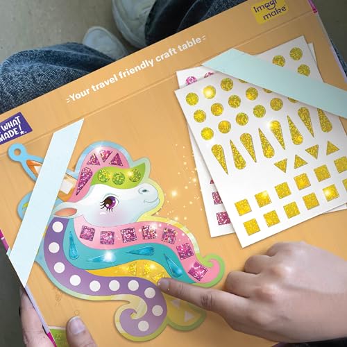 Imagimake Mirror Mosaic - Princess & Unicorn, 10 Templates, 950+ Stickers | Mess-Free Craft Activity, Screen-Free Creative Play, DIY Art Kit for Kids, Birthday Gift for Girls Ages 3,4,5,6,7 Years Old - style: 1. Princess & Unicorn