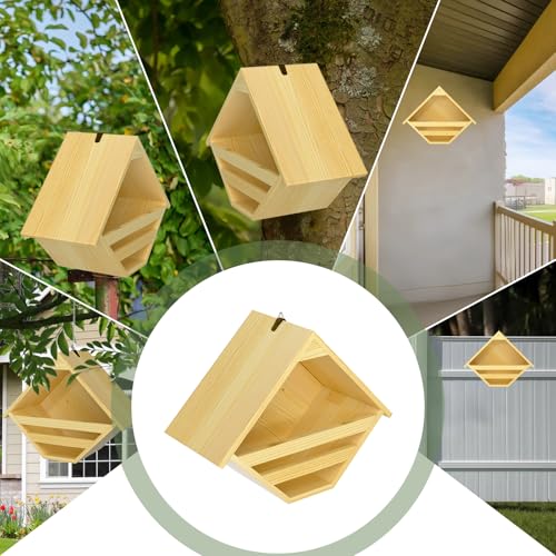 Nalwort Dove Nesting Box, Solid Wood Mourning Dove Nesting Box, Triangular Opening Birdhouses for Outdoors, Pigeon House with Hanging Rope, 11.2" H x 6" D x 14" W, Nesting Pad Not Included