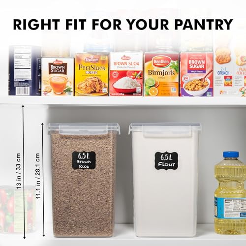 2 PC [7 Qt / 6.5L / 220 Oz] Large Food Storage Containers with Lids Airtight - BPA Free Clear Plastic Kitchen and Pantry Storage Containers for Cereal, Flour, Sugar, Rice - color: Grey - 2 Pack