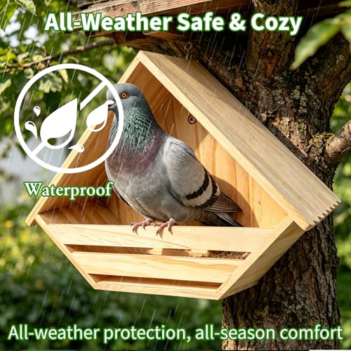 Cedar Mourning Dove Nesting Box, Wooden Dove Bird House for Outdoor | Pre-assemble 14 H x 10 W x 5.2 L Inches Bird Pigeon Doves Nesting and Roosting Platform Hanging Birdhouse Garden Decoration