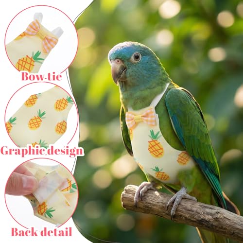 5 Pcs Bird Diaper, Parrot Nappy with Waterproof Inner Cute Parrot Pants Reusable Cockatiel Clothes Flight Suit for Parakeet Cockatiel Mini Macaw Budgie Canary