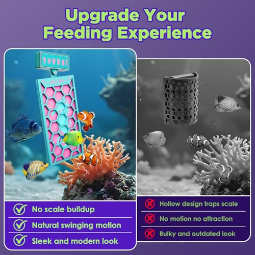 YOBBAI Magnetic Seaweed Feeder, Swinging Motion Nori Feeder, Seaweed Clip for Tangs Angels Freshwater and Shrimp Tanks (Blue & Pink) - color: BLUE & PINK