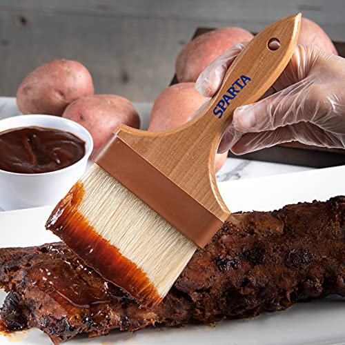 SPARTA Kitchen Basting Brush – 4037600 Basting Brush for Cooking Flat Boar Bristle Brush, Hardwood Handle for Kitchens, Restaurants, Catering, High Heat Food Prep, 4in - size: 9.25" x 4" (Pack of 1)
