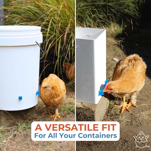 Lil'Clucker Horizontal Chicken Waterer Nipples, Pack of 15 Chicken Nipple Waterer with Drill Bits, Easy Install Automatic Chicken Waterer System, No Leak Chicken Water Feeder, Poultry Waterer - Blue - color: Blue