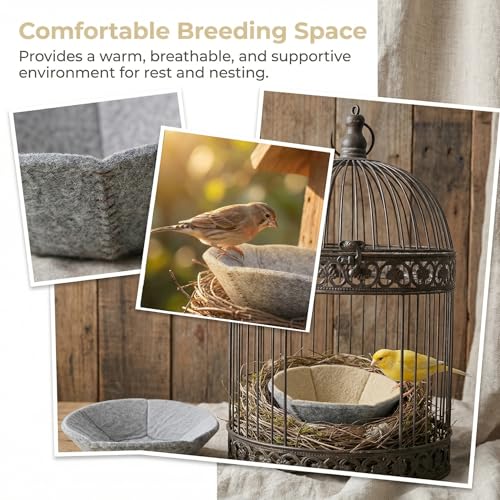 2 Pack Canary Nest Felt Flannel Nesting Pads for Finch | 2 Pack 4.1 Inch Canary Nesting Pads With Felt And Flannel Materials Provide Soft Warm Nesting Material For Small Birds