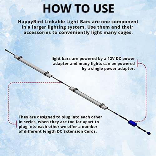 HappyBird Lightning (A Divison of M&M Cage) 24" LED linkable Light bar Without Power Source for Multiple Bird Breeder Cages, Full Spectrum LED. Will NOT Run ON ITS OWN (6 Pack) - size: 24"