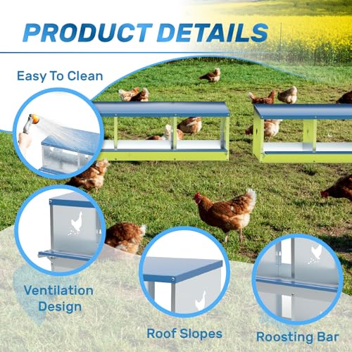 Chicken Nesting Box for Laying Eggs 3 Holes Metal Nest Box for Chicken Hens Ducks Poultry Protect Eggs Chicken Coop Easy Egg Collection Wall Mount Nest Box for Chicken Coop - size: 3 Compartments