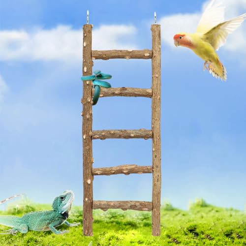 Natural Pepper Wood Parrot Ladder, 5-Step Bird Climbing Toys, Suitable for Parrots, Parakeets, Cockatiels - size: 11.8 × 3.1 Inch