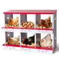 Chicken Nesting Boxes Metal Rollout Egg Collection 6 Compartment Red - color: Red, size: 6 HOLE