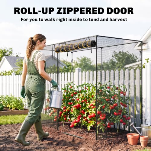 Outsunny 6' x 3' x 5' Crop Cage, Plant Protection Tent, Black | Zippered Doors, for Vegetable Garden Backyard Outdoor Use