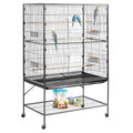 VEVOR Bird Cage, 36.6 x 22.8 x 59.5 inch, Flat Top, Wrought Iron Bird Flight Cage with Perches, Slide-Out Tray and Plastic Feeders, for Blue Tit, Cockatiel, Canary, Monk Parakeet, African Grey Parrot - size: 36.6"L x 22.8"W x 59.5"H