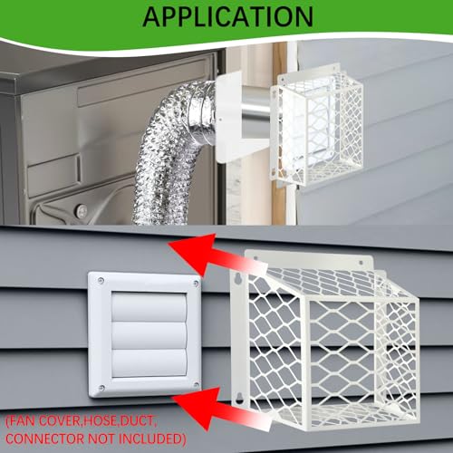 Dryer Vent Bird Guard,Dryer Vent Cover Outside for 3-4 inch Vent Hoods | Universal Outdoor Bird Guard for Dryer Vent & Bathroom Exhaust,Galvanized Steel Bird Cage 7"Lx7"Wx5"H,Prevent Bird From Enter - size: 7"Lx7"Wx5"H, style: White-1PCS