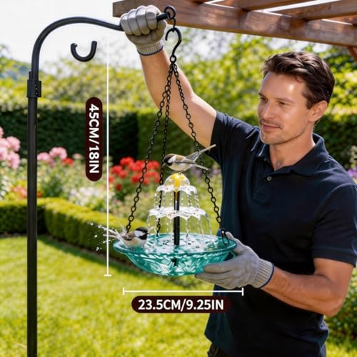 2026 New Solar Cascade Hanging Bird Bath Fountain – Outdoor Bowl Bird Bath with Solar Pump, Large Hanging Fountain for Hummingbirds, Gardens, Patio & Backyard (Blue)