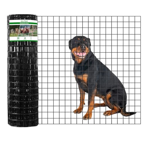 GILPWA Wire Fence, 100 ft(L) X 36 in(H) PVC Coated Welded Wire Fencing 2" X 2" 16GA Garden Border Vinyl Metal Chicken Wire Fencing Mesh Roll for Yard Vegetable Plant Protection Poultry Netting Black - size: 36in*100ft
