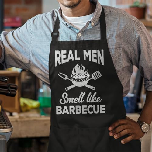 SANDJEST Funny Mens Aprons with Pockets for BBQ Grilling Cooking Grandpa Husband Apron for Birthday Christmas Father's Day - color: Funny 2