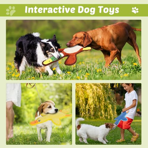 Dog Toys 3-Pack Cute Duck Shapes Puppy Toys No-Stuffing Squeaky and Crinkle Interactive Dog Chew Toy for Small to Large Breeds - color: Multicolor