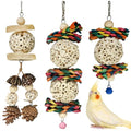 BNOSDM Hanging Bird Toy Sola Balls 3PCS Parrot Shredder Balls Natural Parakeet Foraging Toy Wood Bird Cage Chew Toys for Cockatiel, Budgie, Sun Conure, Quakers, Lovebirds (B) - color: Colourful