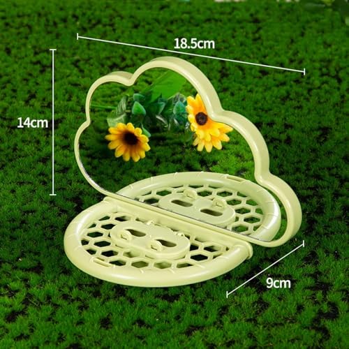 septillar Bird Mirror with Perch Stand, Bird Toys for Parakeet Cockatiel Conure Lovebirds Finch Canaries (Green) - color: Green