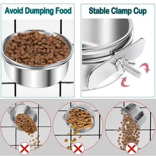 2 Pcs Bird Water Feeder, Automatic Bird Water Dispenser & Stainless Steel Bird Food Bowl, Cage Accessories for Parrot & Hamster Parakeet Cockatiel Budgie Lovebirds (Feeders & Water)