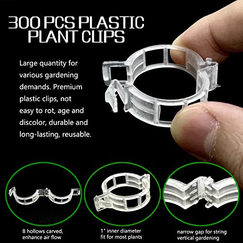 Piteno® 300Pcs Tomato Clips, Plastic Trellis Clips, Plant Support Clips, Grape Vine Tomato Vine Vegetables Plants Garden Support Clips to Grow Upright Makes Plants Healthier - color: Translucent