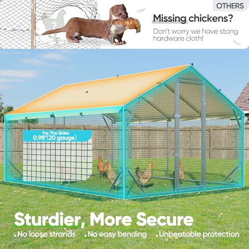 Quictent Large Metal Chicken Coop Run Upgraded Reinforced Hardware Cloth | Premium Galvanized Metal Tube, Walk-in Poultry Cage for Outdoor Yard Farm, Waterproof Cover, 13.1x9.8x6.6FT - size: 13.1x9.8FT