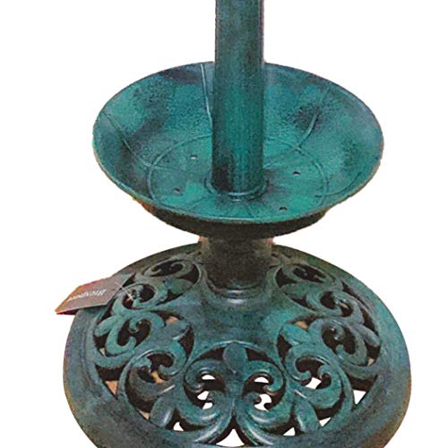 Birdbath 43" Vintage Green Solar Lighted Pedestal Bird Bath Garden Fountain Decoration Planter Accents BirdBath Antique Pedestal Flower Decoration Yard Statue Feeder Decorative Cage Stand