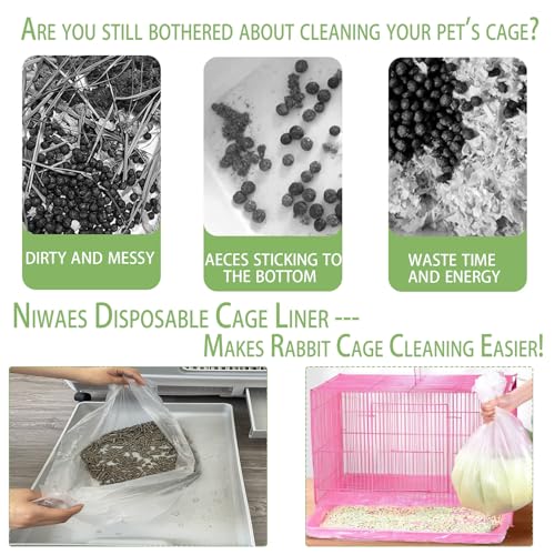 50 Pcs Disposable Rabbit Cage Liner, 35'' X 27'' Large Bunny Cage Tray Liners Clear Plastic Guinea Pig Toilet Film for Bunnies Ferrets Chinchillas Birds Small Animal - Leak Proof & No Mess - size: 50PCS