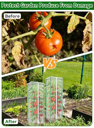 61x16.1 in Garden Tomato Plant Cover Netting for Tomato Cage | 2 Pack Durable Garden Bird Netting with Zipper & Drawstring, 61 x 16.1 In, Insect Barrier, Plant Covers from Insects Animals - size: 61inch