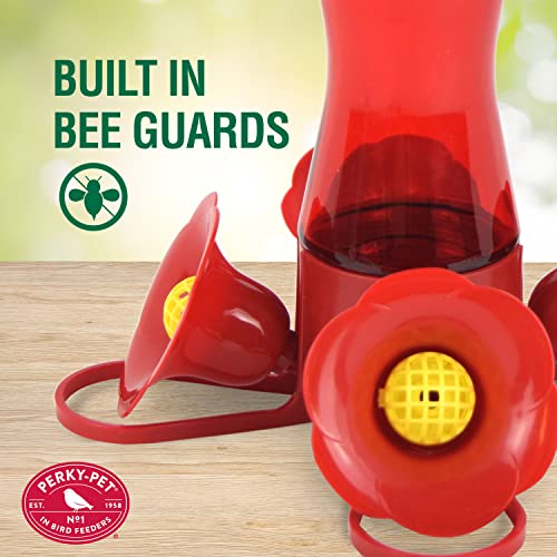 Perky-Pet 203CPBR Pinch-Waist Red Glass Hummingbird Feeder with Perches, Built-in Ant Moat and Bee Guards - Outdoor Garden Decor, Unique Gifts