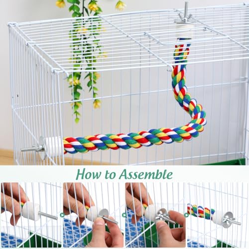 Parrot Rope Climbing Toy 18.5 Inch Cotton Rope Perch for Birds Cage Exercise and Chewing Toy for Parrots Cockatiels - size: 40cm