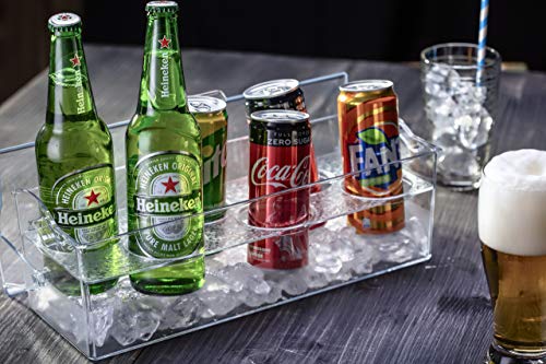 Pikanty Chilled Condiment Server Caddy with Ice Base - 4 Compartments and 4 Serving Tongs Included, Mimosa Bar, Taco Bar, Garnish Tray for Parties, Weddings, BBQs, Dishwasher Safe, Made in USA - style: Condiment Server Caddy on Ice