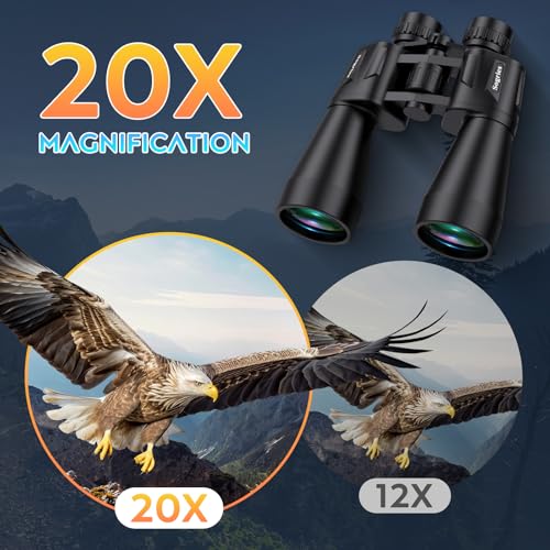 20x60 Binoculars for Adults High Powered | Waterproof & Fog Proof Compact Binoculars for Bird Watching with Low Light Vision, Hunting,Travel,Includes Carrying Bag - size: 20X60