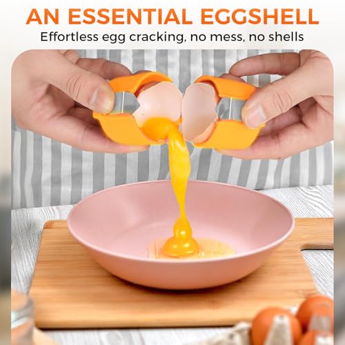 Egg Cracker Tool | Easy Shell Egg Opener | Handheld Egg Seperator Tool | Perfect for Baking, Scrambled Eggs & Omelets – No Mess, No Shell Pieces (Yellow - 1 Pc) - color: Yellow - 1 Pc