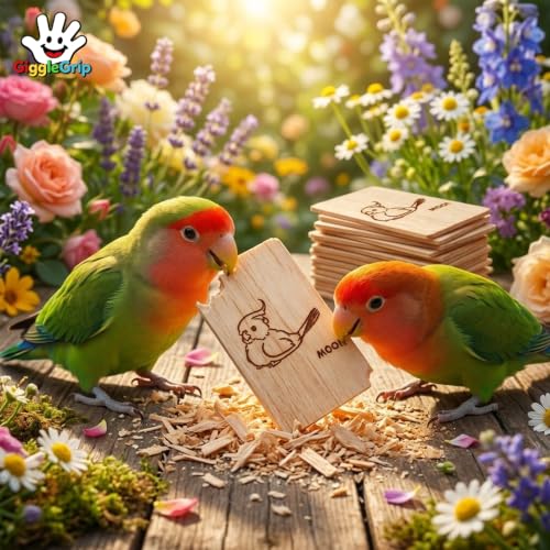 16 Pack Pine Wood Bird Chew Toys, Wood Slices for Active Chewers | Natural wood chew slices for parakeets, cockatiels, conures and lovebirds; each slice measures 3.9 x 2.1 in. - style: 16 Large Slices