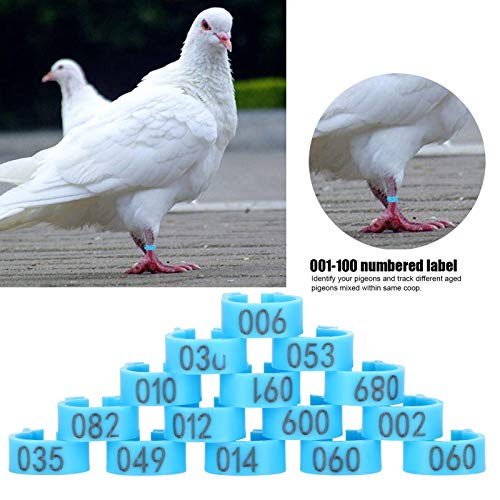 8mm Pigeon Leg Bands 0-100 Numbers Chicken Identification Leg Bands for Bantam Finch Dove Lovebird Coturnix Quail (Blue) - color: Blue