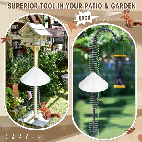 2 Set 19 Inch Squirrel Baffle and Squirrel Barrier Spring Device Metal Coil for Bird Feeder Pole, Outside Pole Mount Stopper & Bird House Guard for Outdoor Shepherd Hooks (White) - color: White