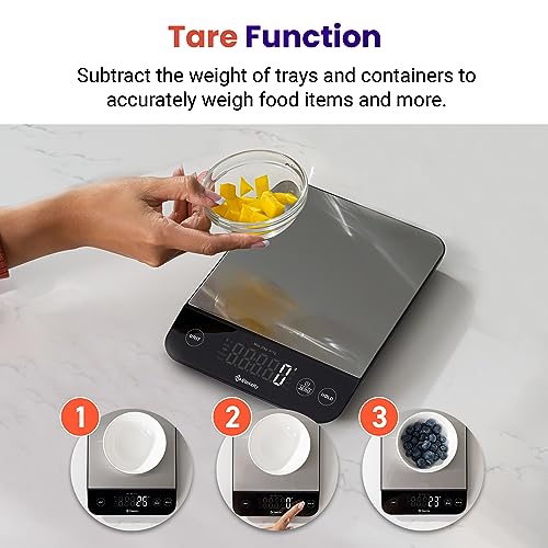 Etekcity 22lb Food Kitchen Scale, USB Rechargeable, IPX6 Waterproof | Digital scale with grams & ounces, 1g precision, 5 weight units, tare, ideal for baking, meal prep, Stainless Steel, Silver - color: Stainless Steel-Silver