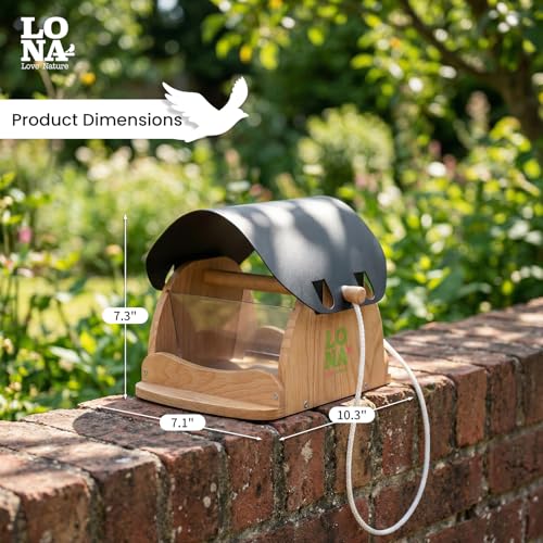 LONA Wooden Bird Feeder for Outdoors Hanging, Large Capacity Wood Birdfeeder for Feeding Outside Garden Unique Wild Bird Feeder House for Cardinals Finches Sparrow Chickadees